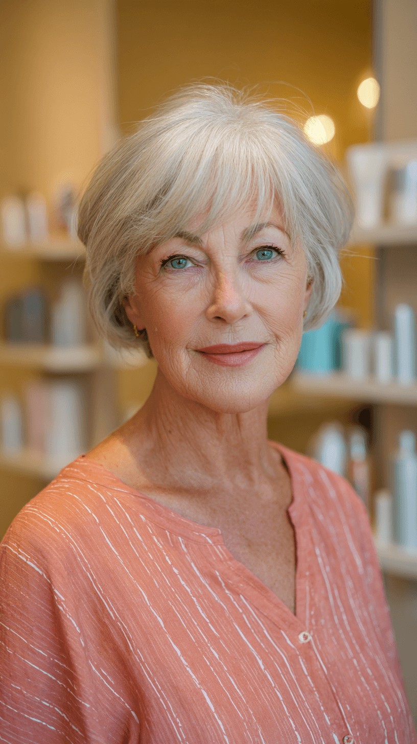 Softly Textured Silver Shag with Face-Framing Layers