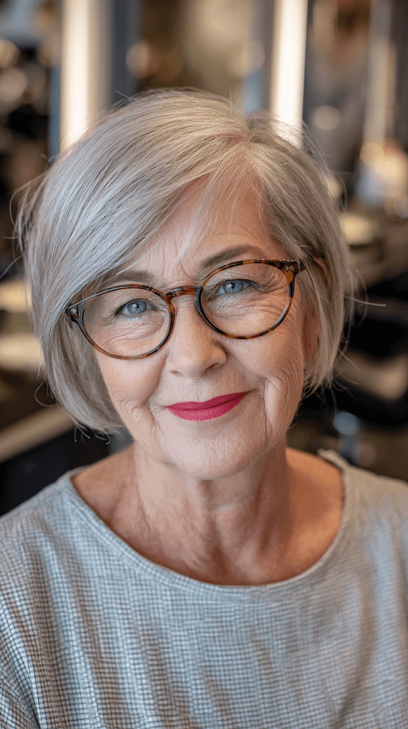 Stylish Short Silver Bob with Soft Layers