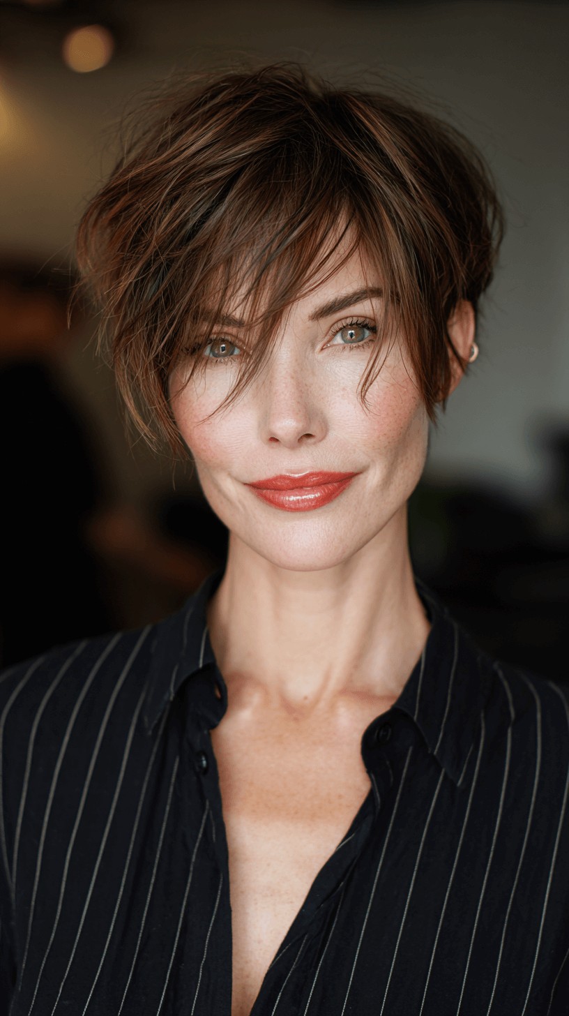 Textured Short Crop with Flirty Bangs