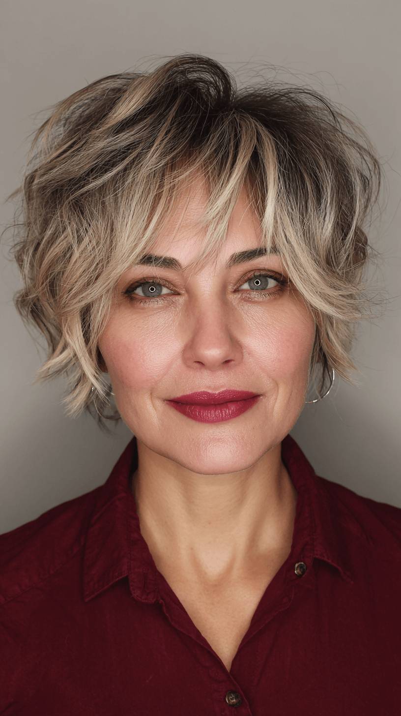 Textured Short Cut with Lively Layers and Soft Blonde Highlights