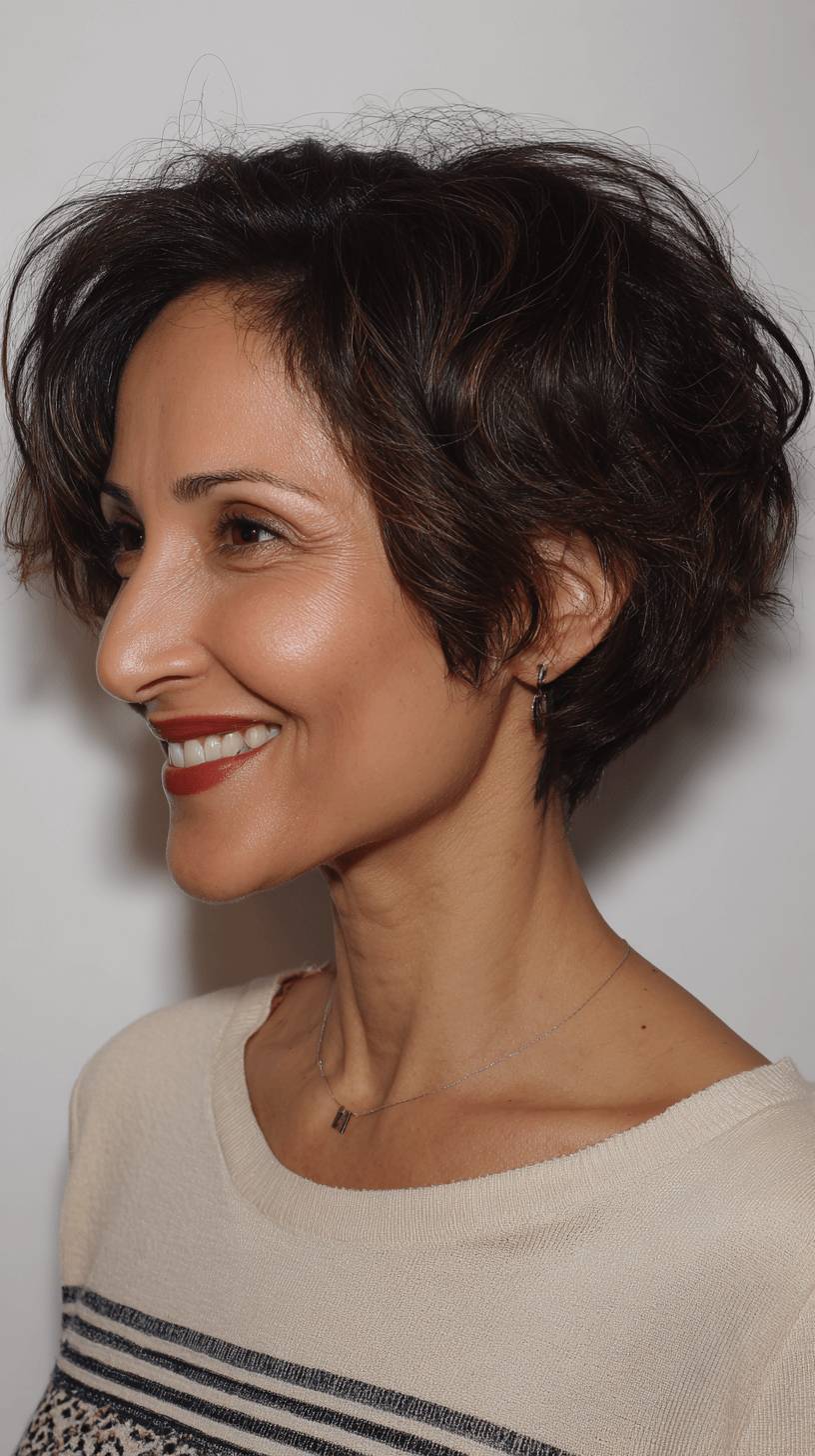 textured stacked pixie with soft waves