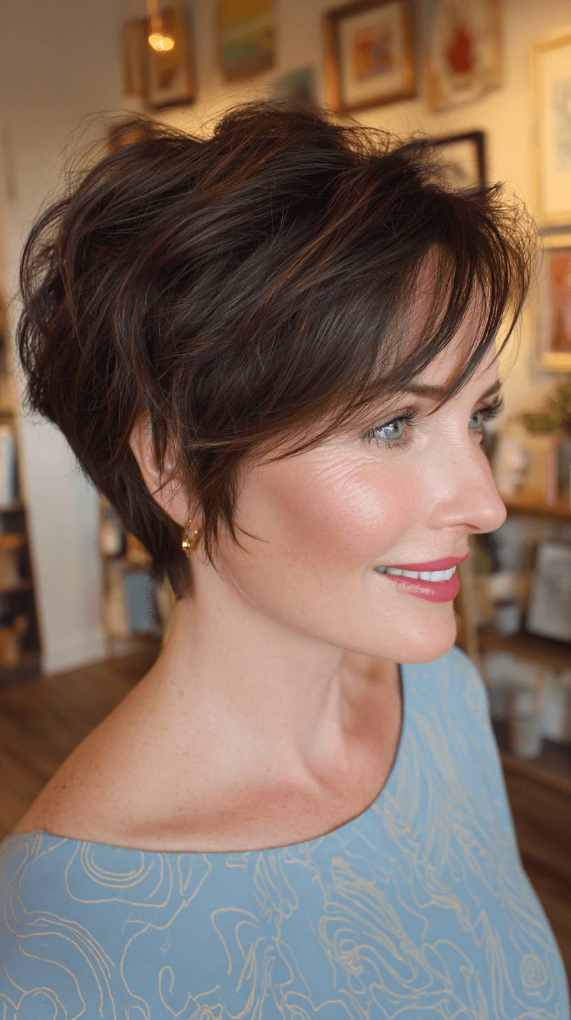 Textured Stacked Pixie with Subtle Highlights