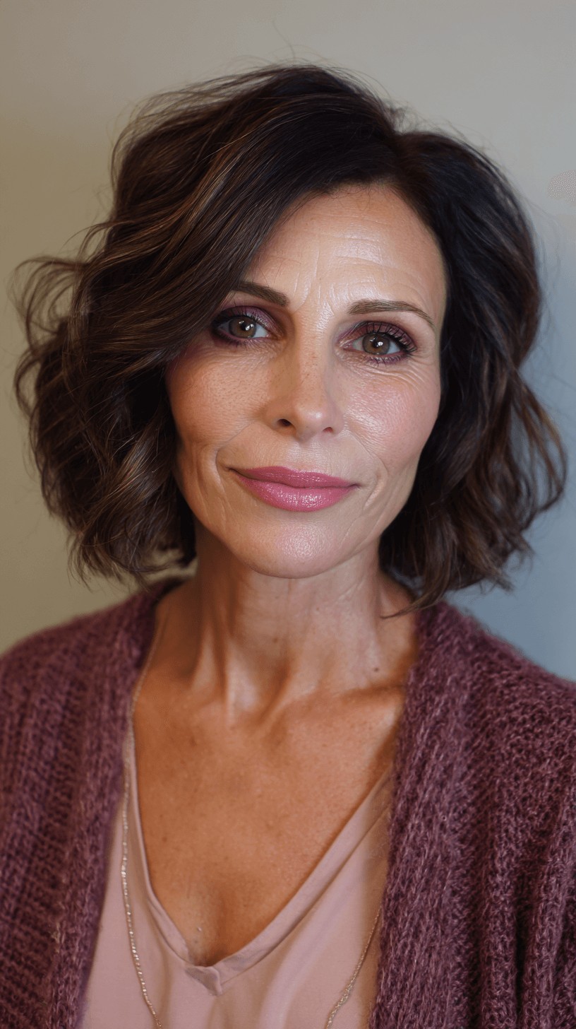 Textured Wavy Bob with Subtle Highlights
