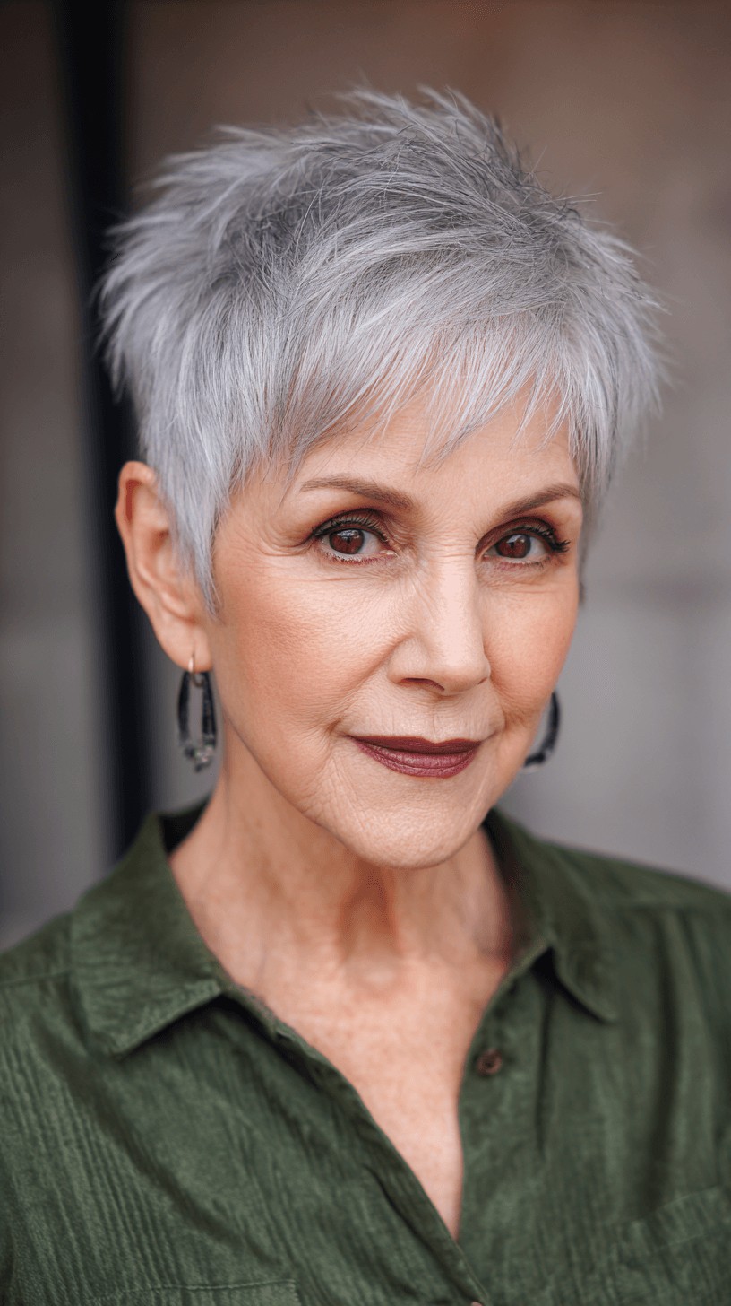 Chic Silver Pixie Shag with Textured Layers