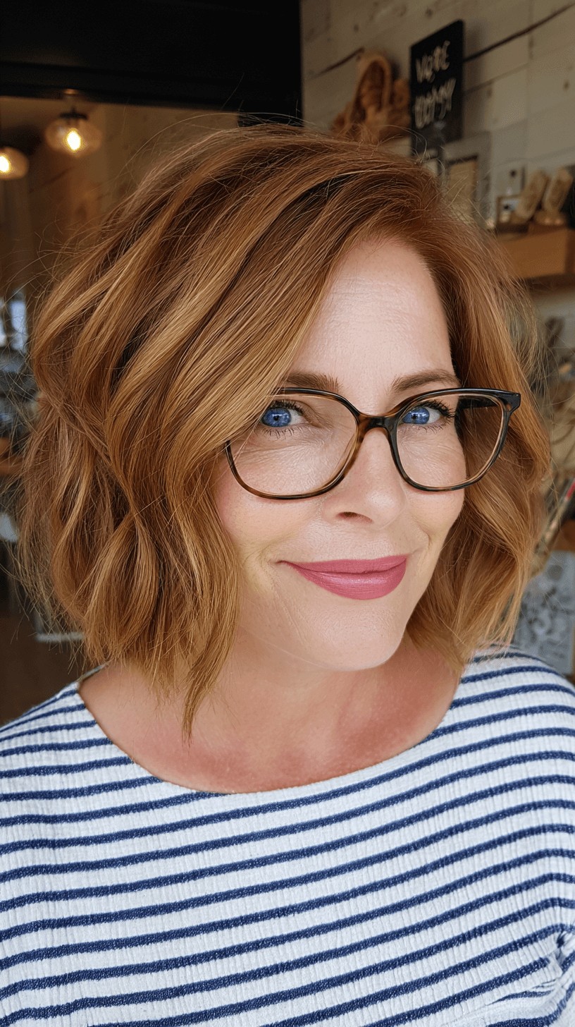 Charming Textured Ripple Bob with Glasses