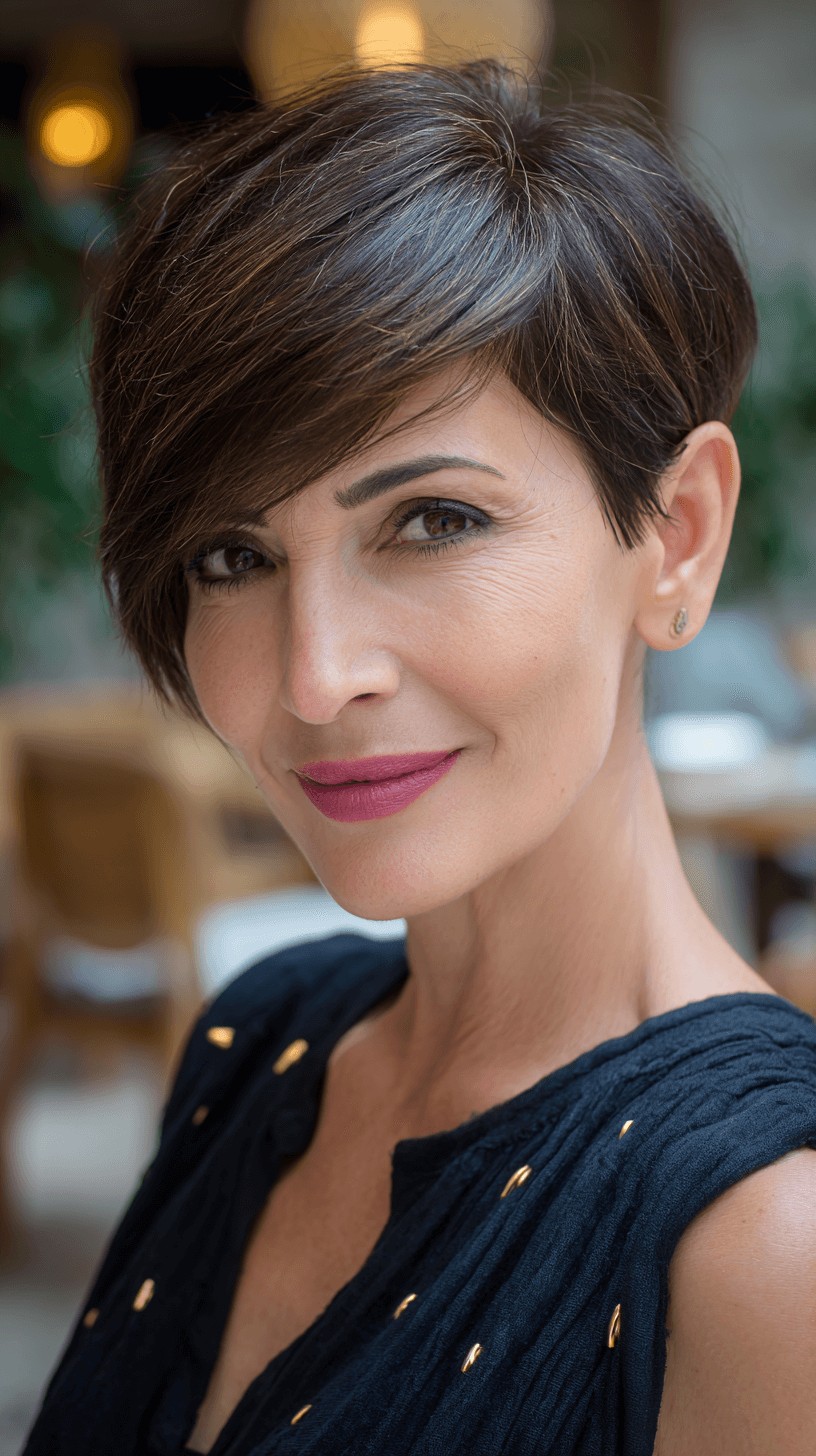 Chic Short Layered Cut with Side Swept Bangs