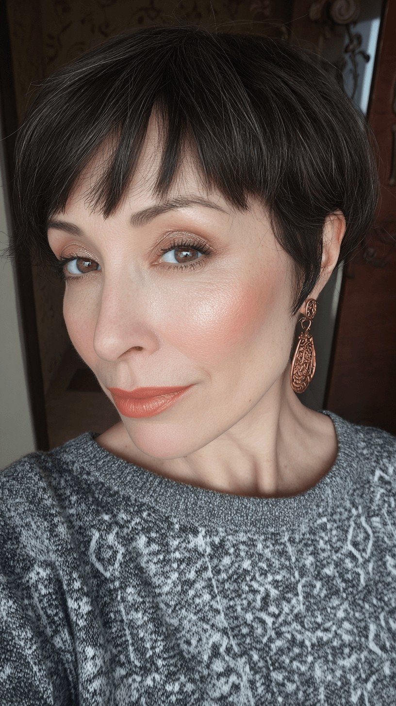 Chic Short Textured Cut with Wispy Bangs