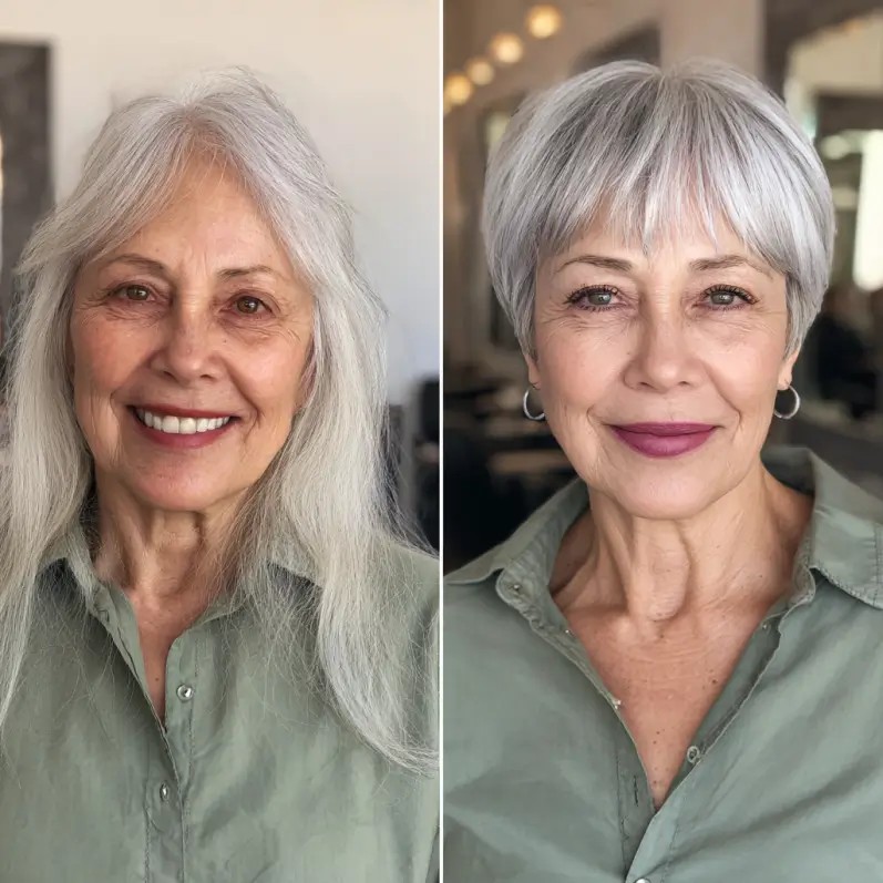 Chic Silver Pixie Cut with Layered Texture