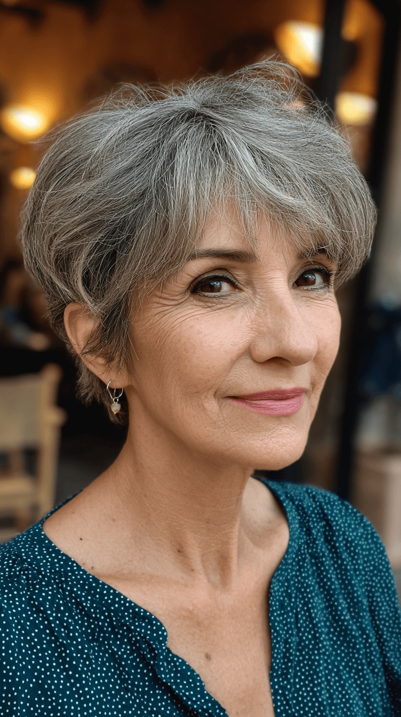 Chic Silver Pixie Shag with Textured Ends