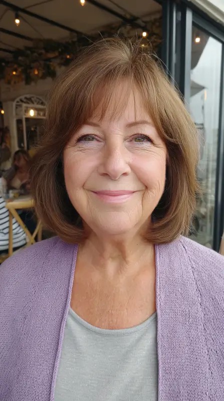 Chic Softly Layered Brown Bob with Gentle Movement