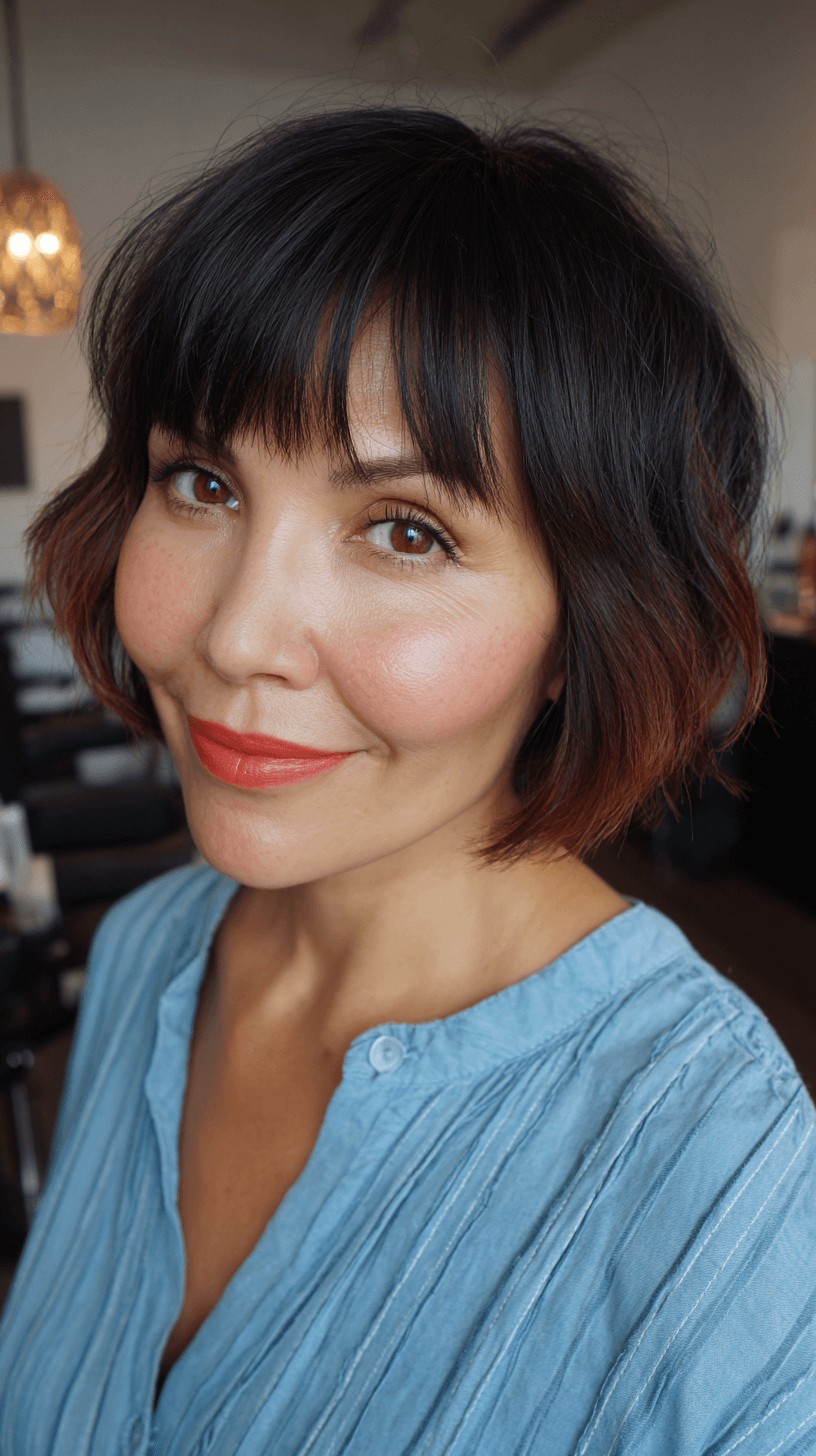 Chic Textured Bob with Playful Bangs