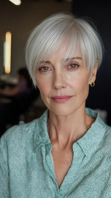 chic textured pixie cut with soft bangs
