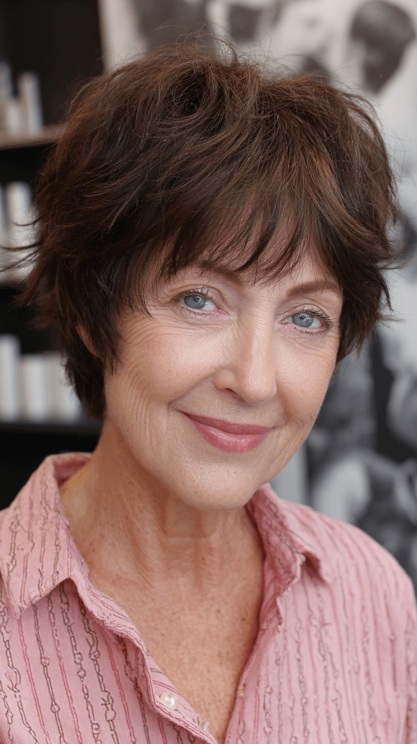 Chic Textured Pixie Shag with Feathered Bangs