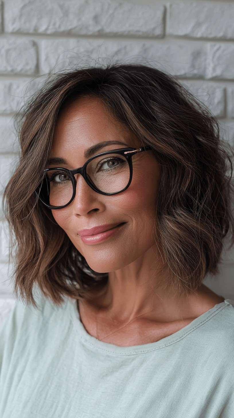 Chic Textured Ripple Bob with Glasses
