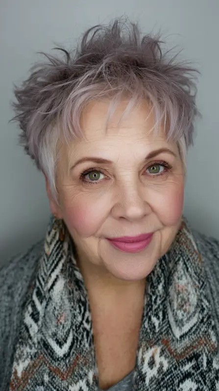 Choppy Pixie Cut with Soft Lavender Tones