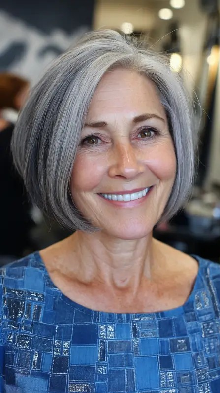 Classic Gray Bob with Soft Layers