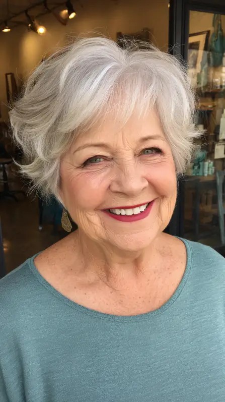 Effortless Silvery Textured Pixie with Soft Layers