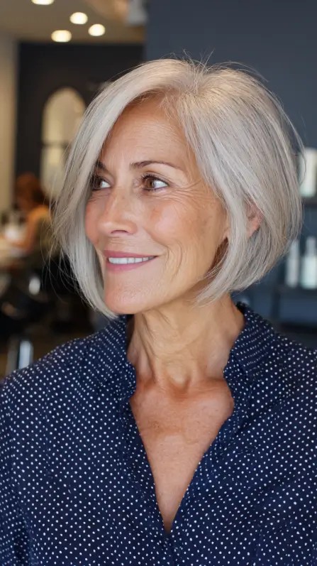 Elegant Softly Layered Gray Bob
