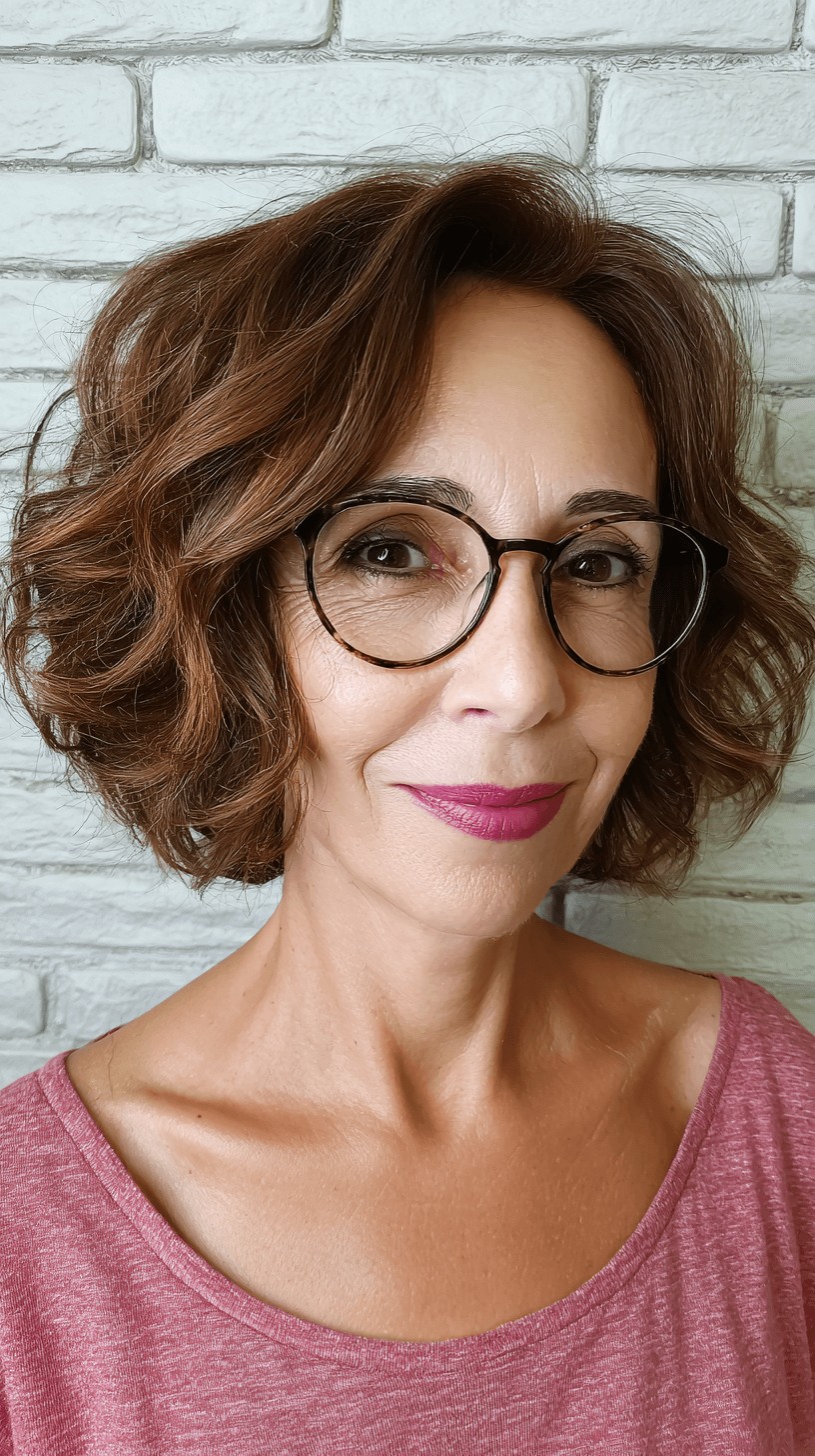Elegant Textured Ripple Bob with Glasses