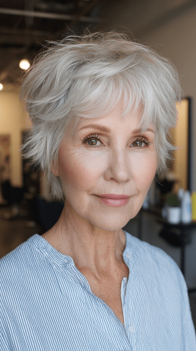 Modern Textured Pixie Shag with Soft Bangs