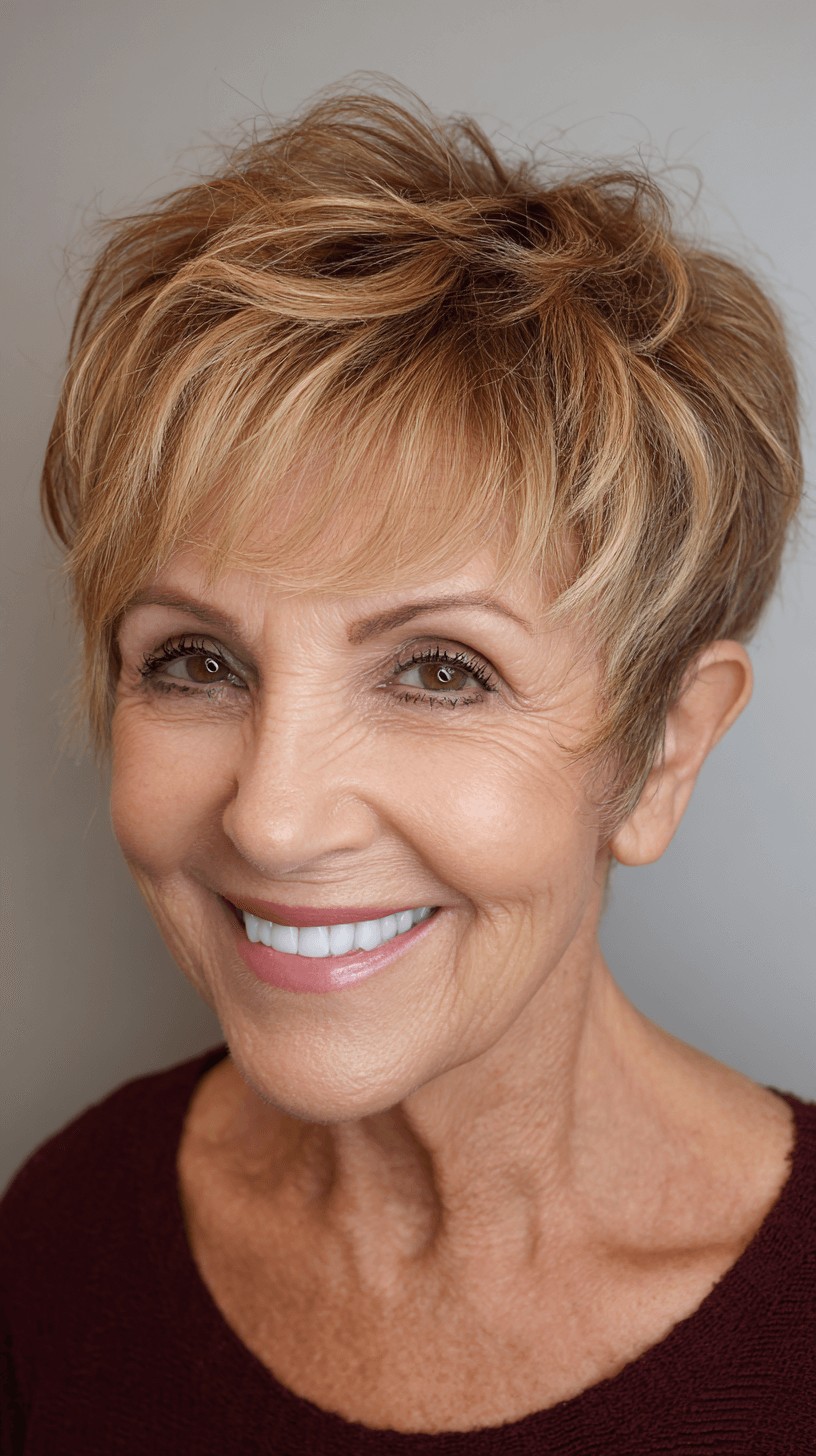 Modern Textured Pixie Shag with Subtle Highlights