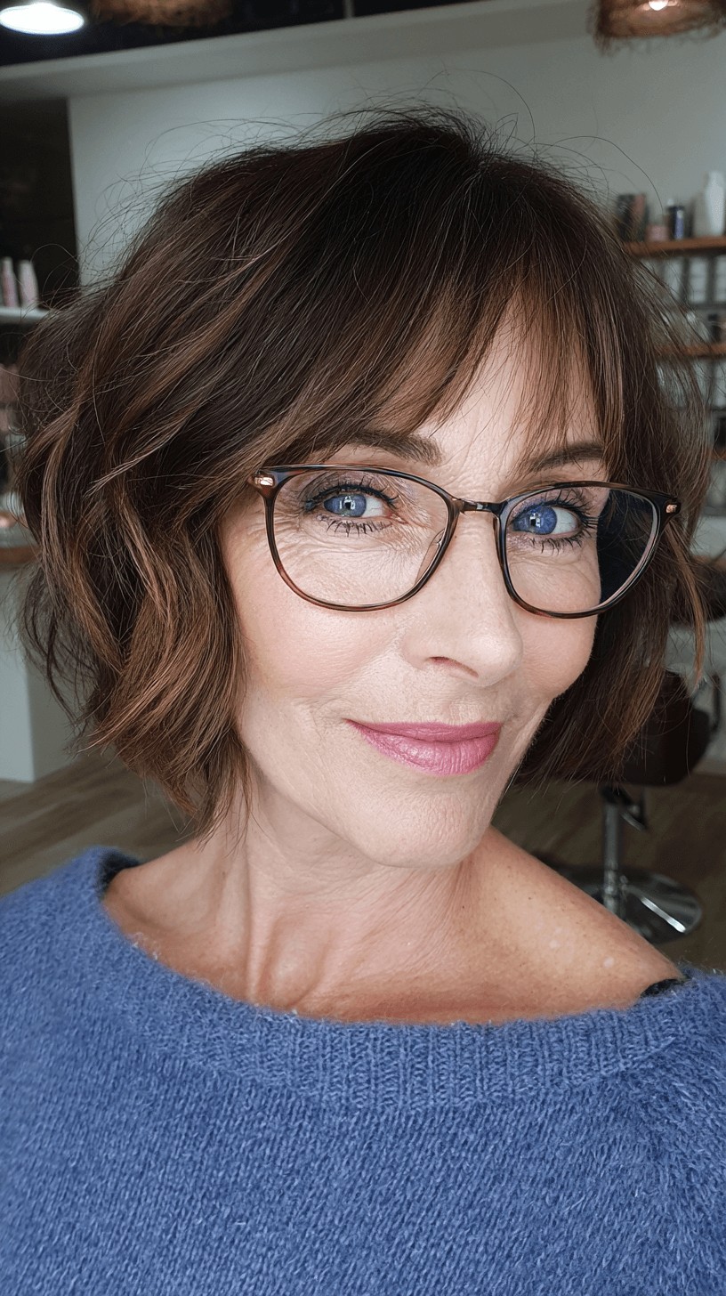 Modern Textured Ripple Bob with Glasses