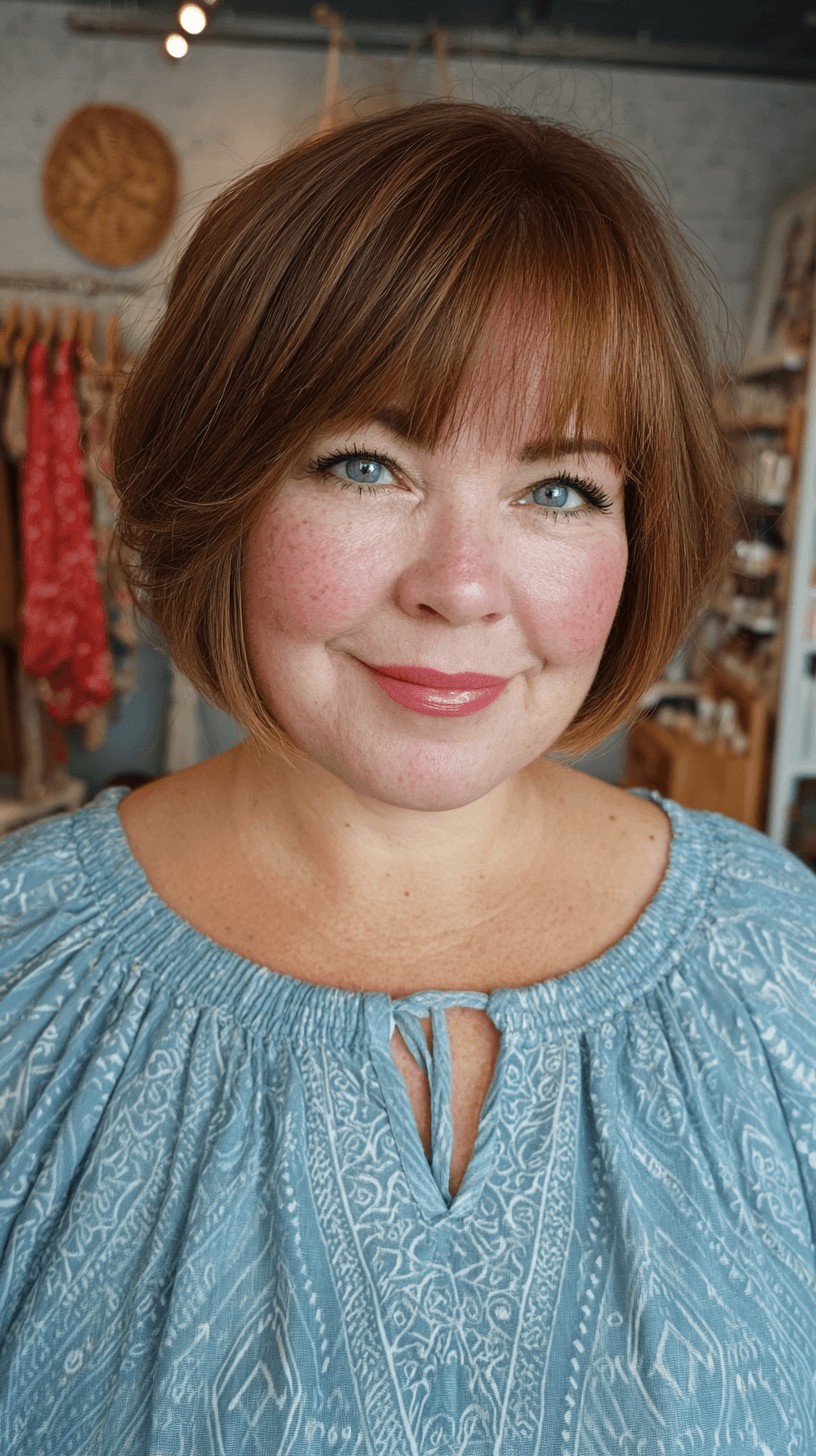 Stylish Rounded Bob with Soft Bangs