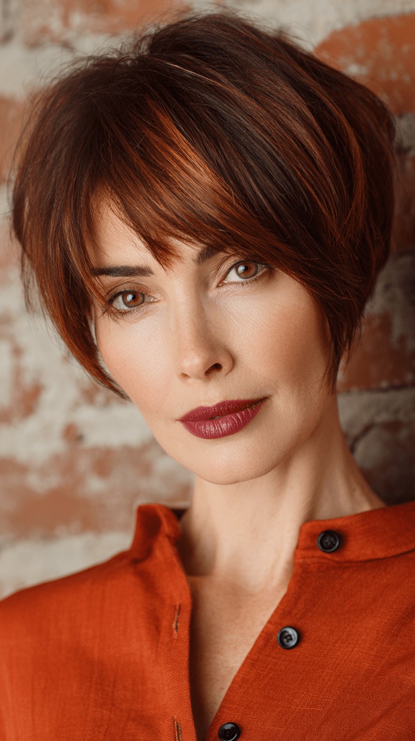 Stylish Textured Short Cut with Fiery Highlights