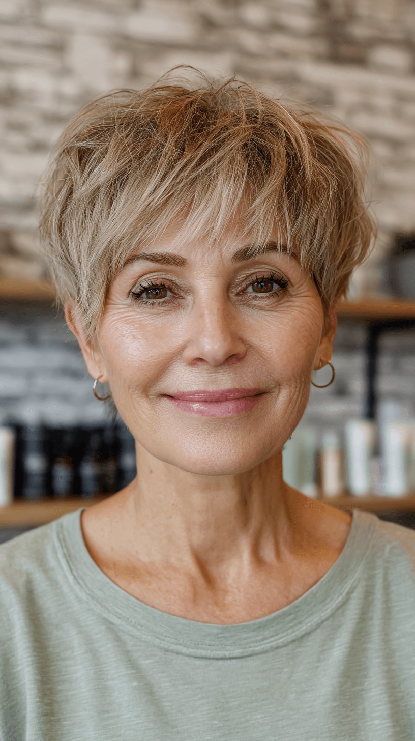 Textured Pixie Shag with Wispy Bangs