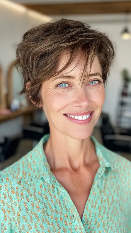 Textured Short Cut with Soft Layers and Face-Framing Highlights