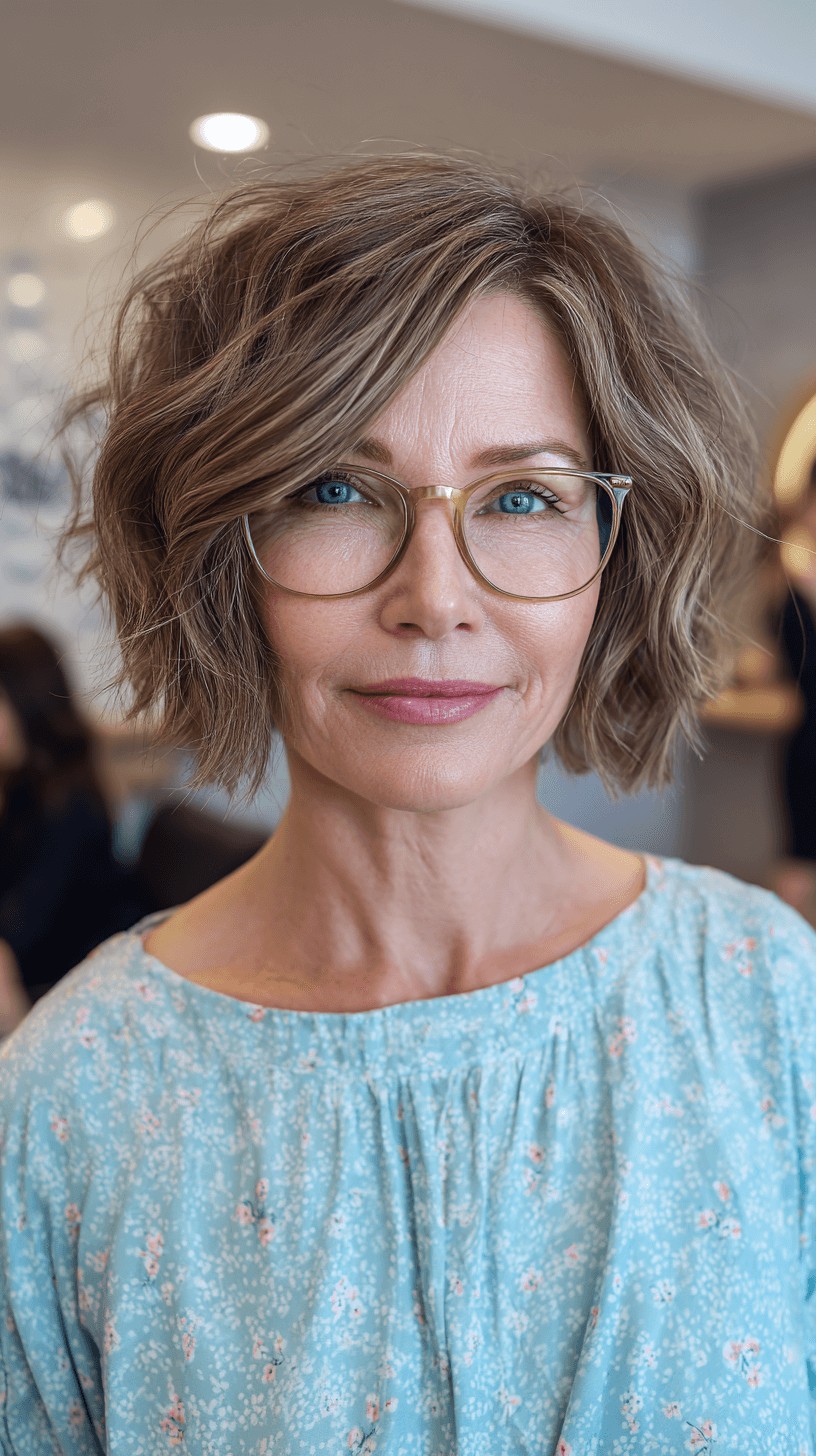 Textured Soft Ripple Bob with Gentle Waves