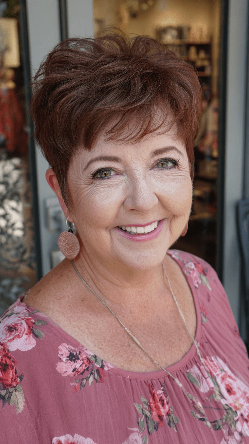 Vibrant Textured Pixie Shag with Subtle Highlights
