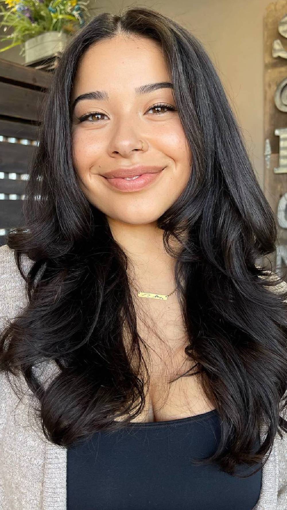 Beautiful Long Layers with Soft Waves for Round Faces