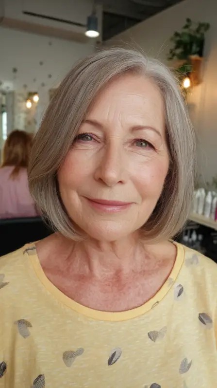 Chic Gray Blunt Bob with Subtle Layers