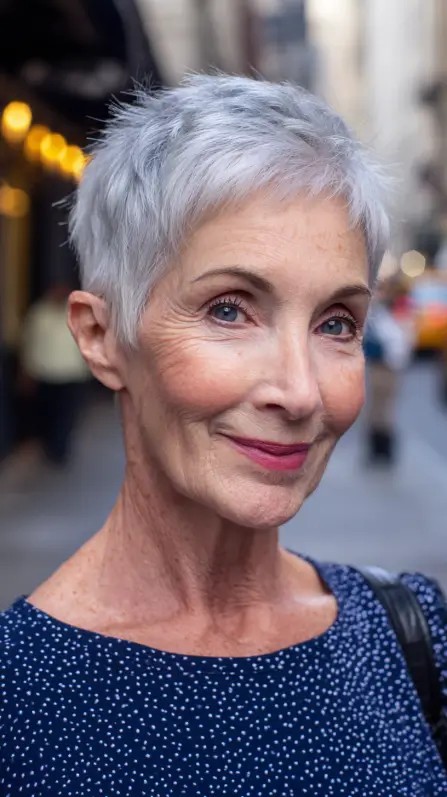 Chic Silver Pixie with Textured Layers