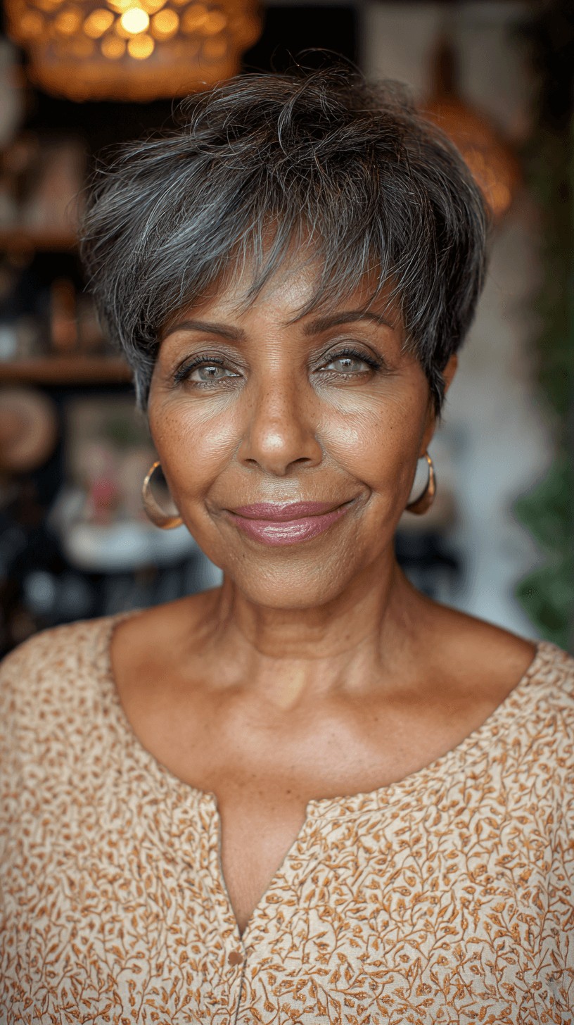 chic soft pixie cut with subtle highlights