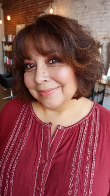 Chic Textured Bob with Romantic Long Bangs