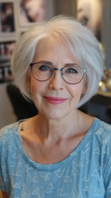 Chic Textured Silver Bob with Soft Volume
