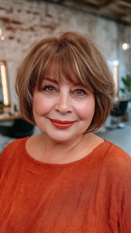 Classic Textured Bob with Soft Long Bangs