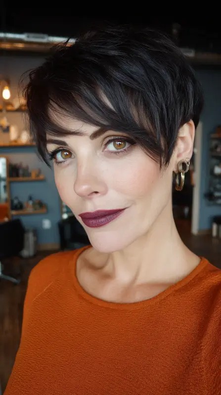 Edgy Textured Short Cut with Long Side Bangs