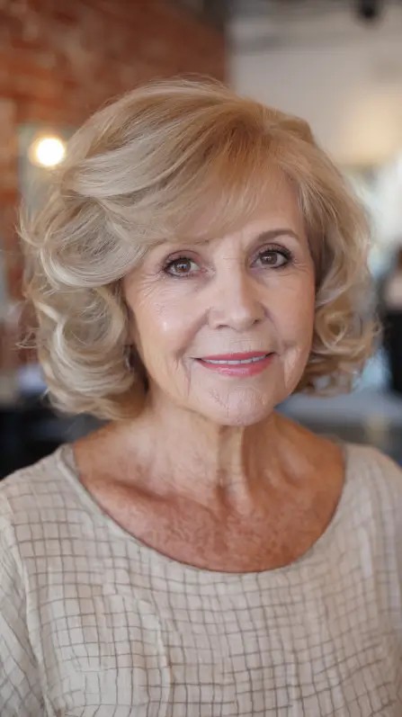 Elegant Soft Curly Bob with Volume