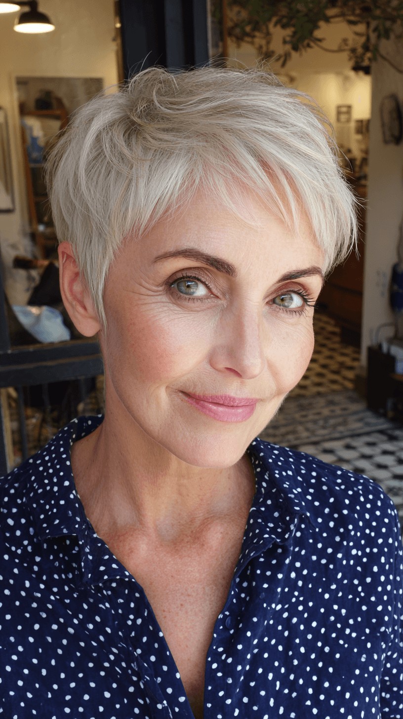 Modern Short Pixie Cut with Soft Blonde Waves