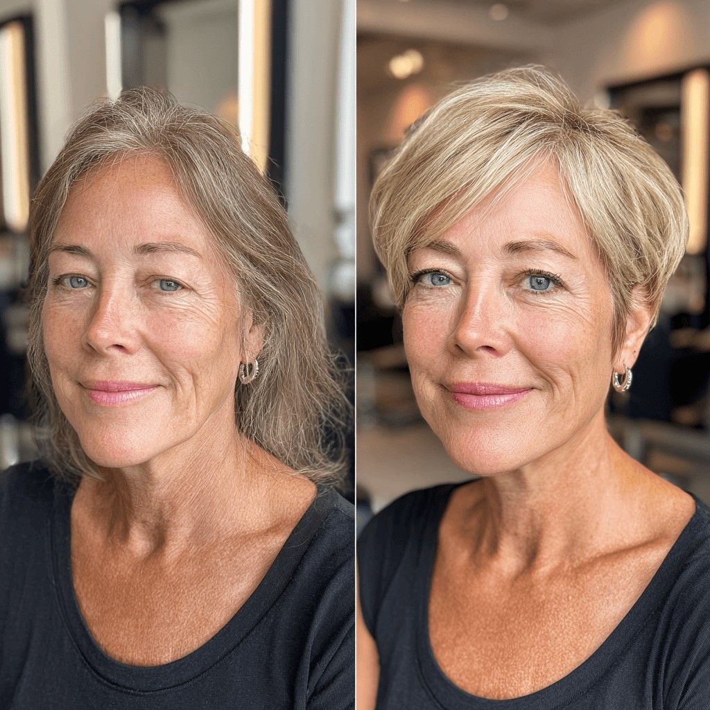 Modern Short Pixie Cut with Subtle Blonde Highlights