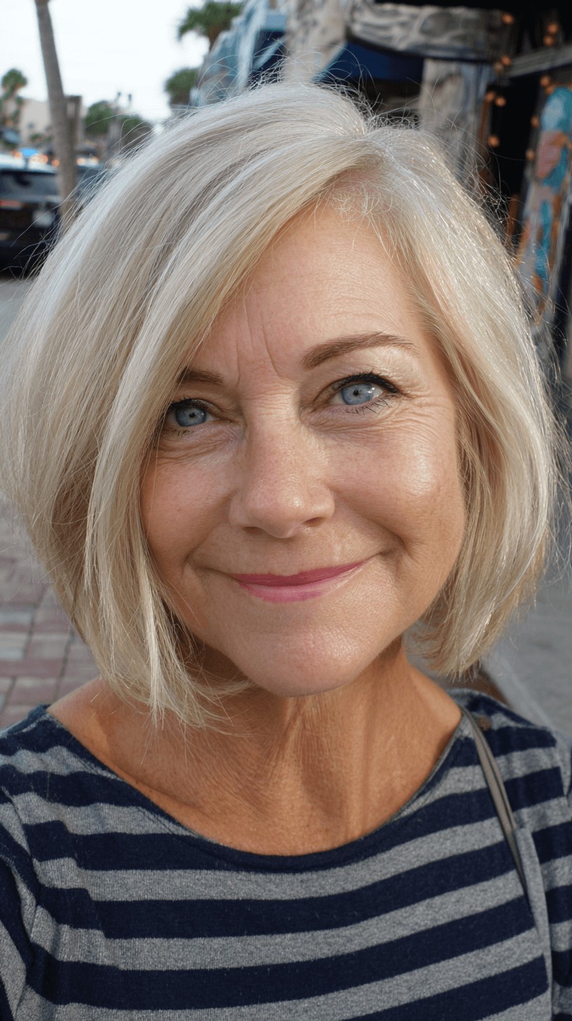 Modern Textured Blonde Lob with Subtle Layers