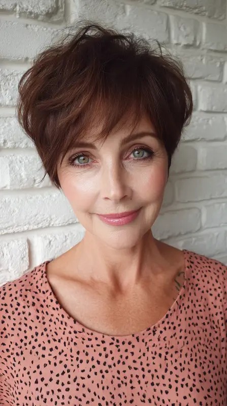 Modern Textured Pixie Cut with Long Bangs