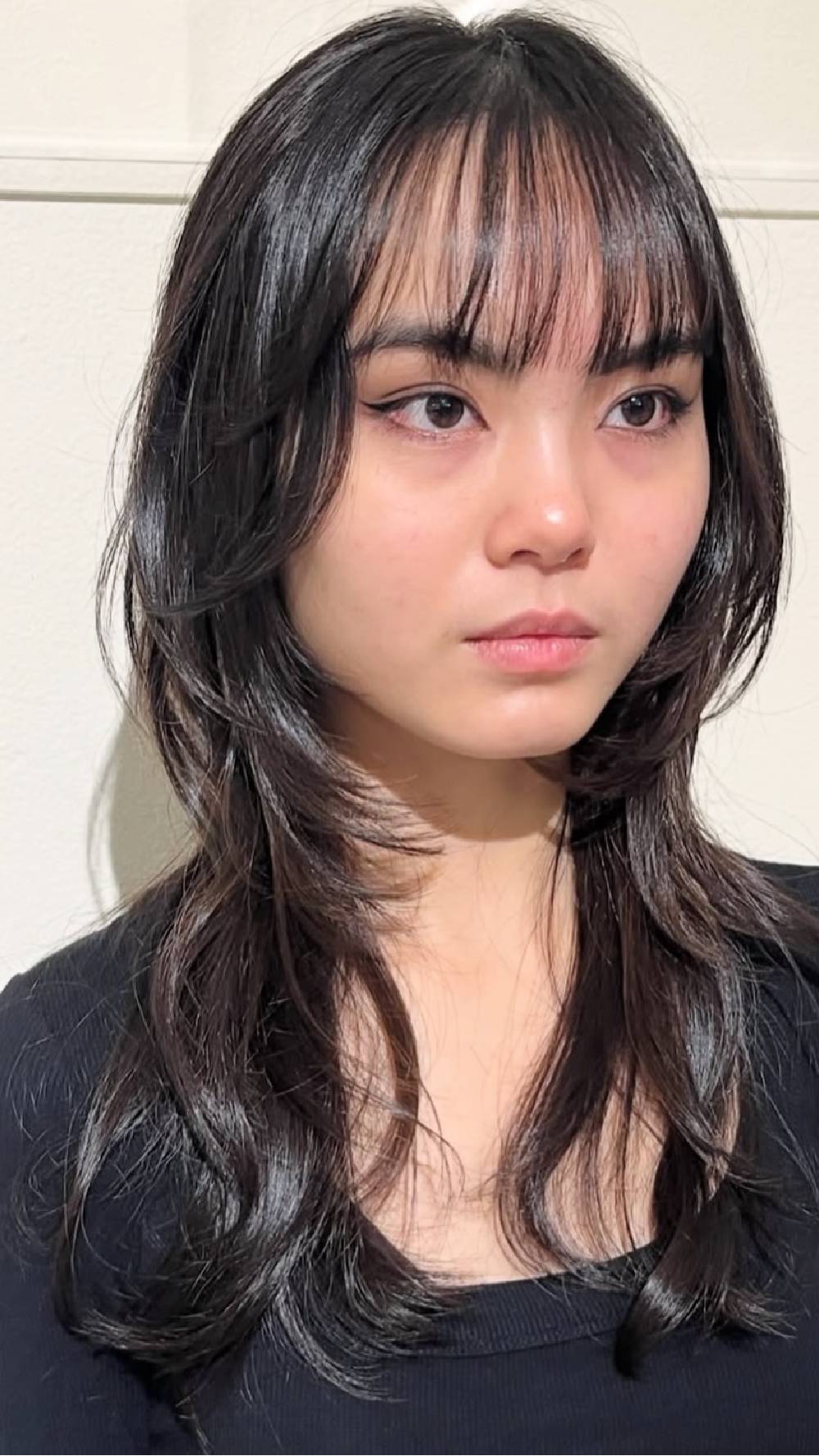 Modern Textured Wolfcut with Soft Curtain Bangs