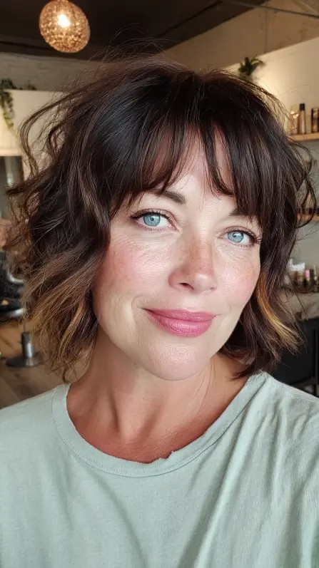 Playful Textured Bob with Soft Long Bangs