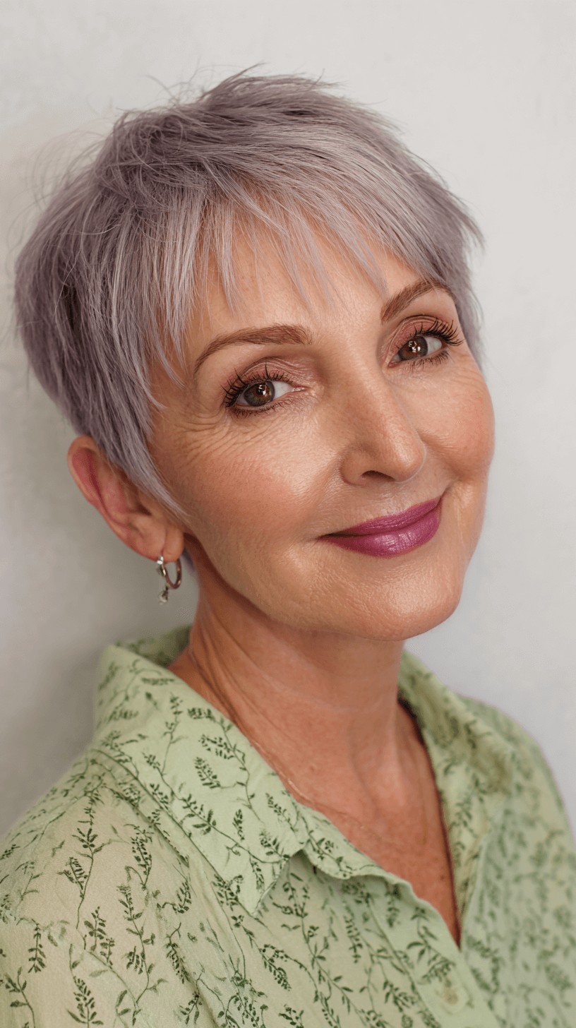 Soft Lavender Pixie Cut with Textured Layers