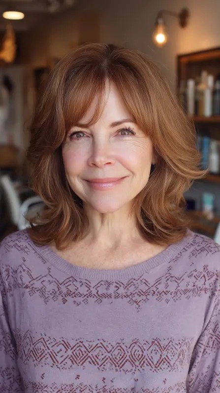 Soft Layered Bottleneck Bangs with Gentle Movement
