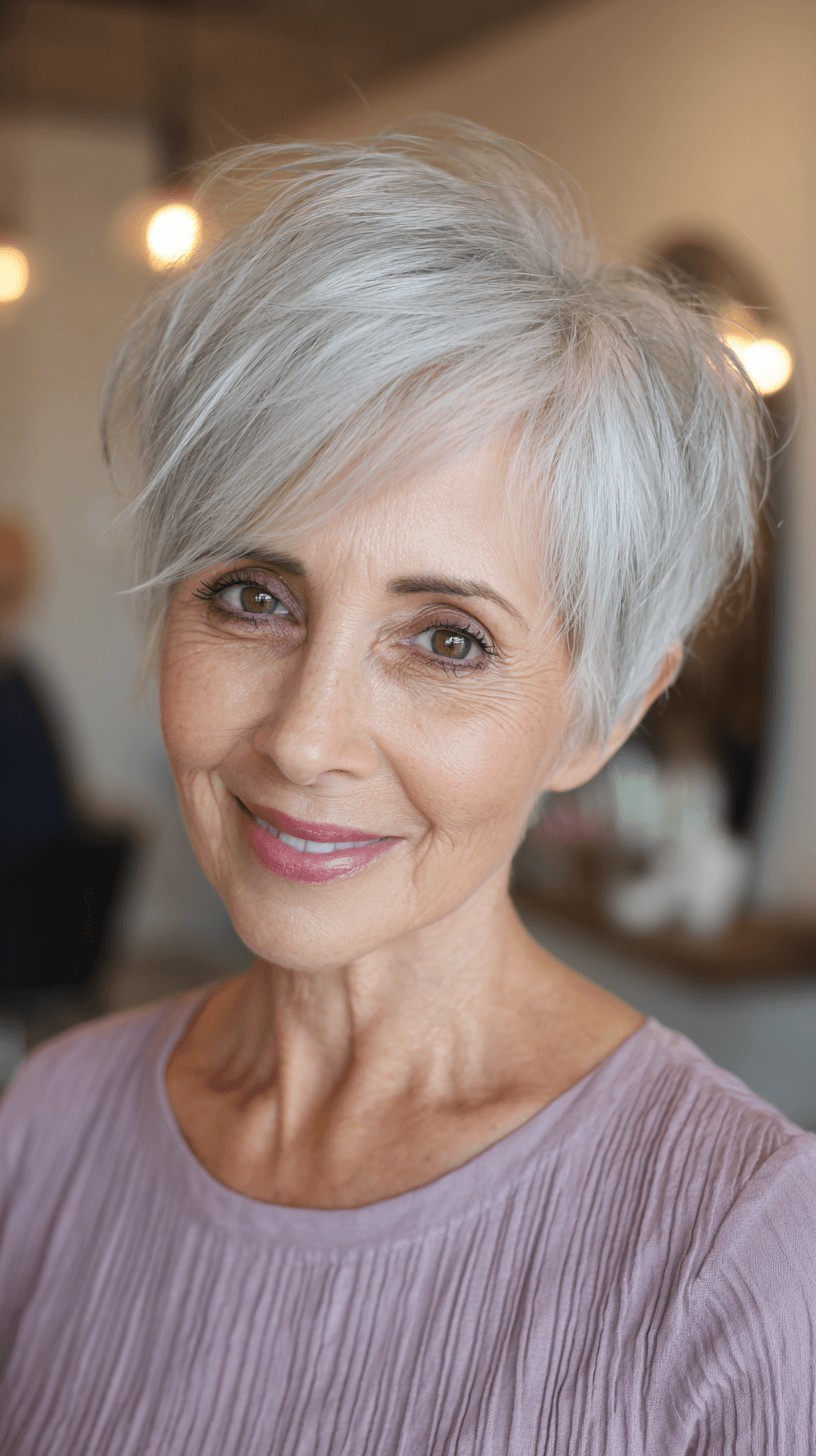 Soft Silver Pixie Cut with Textured Layers
